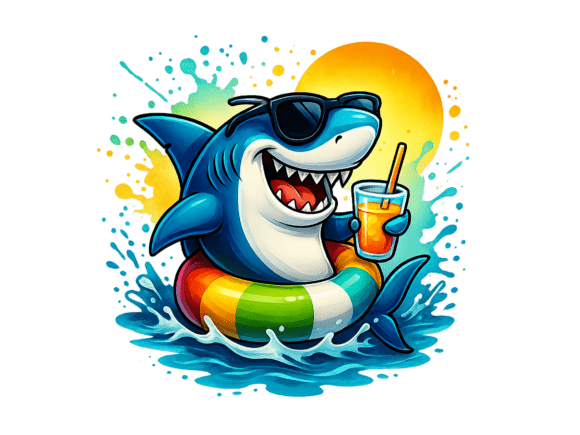 Download Shark Swimming Watercolor Sublimation - Swimming Collection