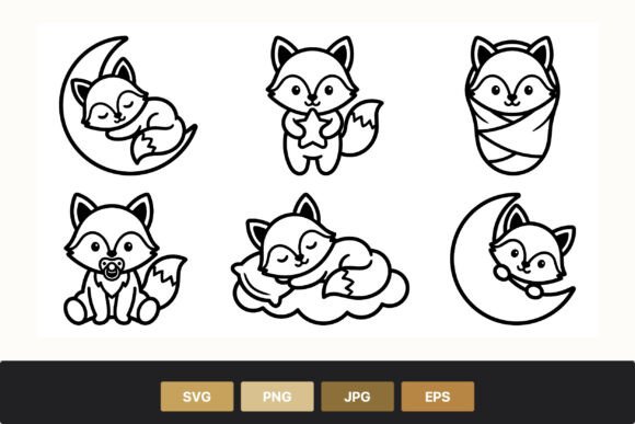 Download Cute Fox Baby Line Art - Baby line art Collection