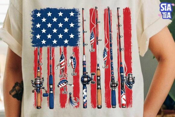 Download Fishing Rod American Flag PNG Clipart - Fishing Collection