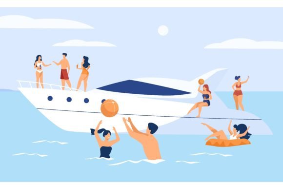 Download Vacation on Yacht Concept. Happy Tourist - Tourist Collection