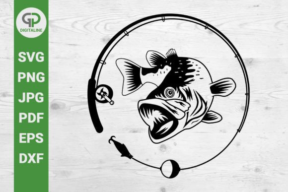 Download Bass SVG Circle Fishing Rod SVG - Fishing Collection