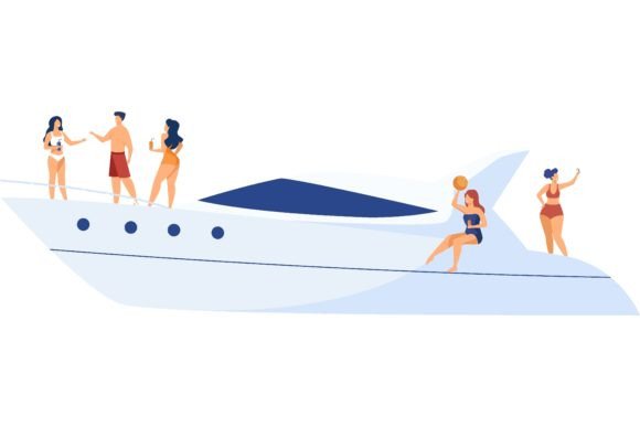Download Vacation on Yacht Concept. Happy Tourist - Tourist Collection