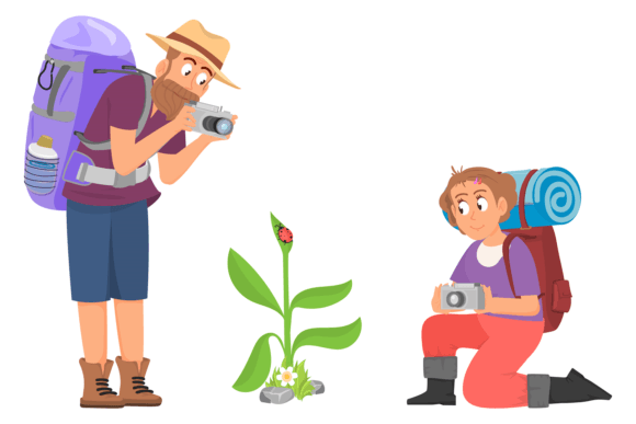 Download Happy Tourist Exploring Nature. Outdoor - Tourist Collection