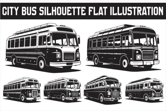 Download City Bus Silhouette Flat Illustration - Premium Resources