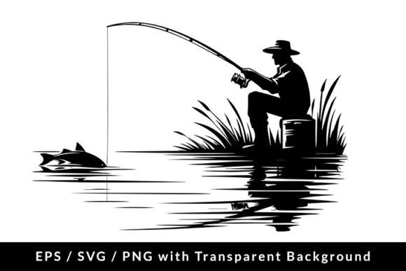 Download Angler with Fishing Rod Silhouette SVG - Fishing Collection
