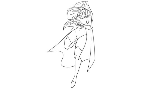 Download Super Mom with Baby Line Art - Baby line art Collection